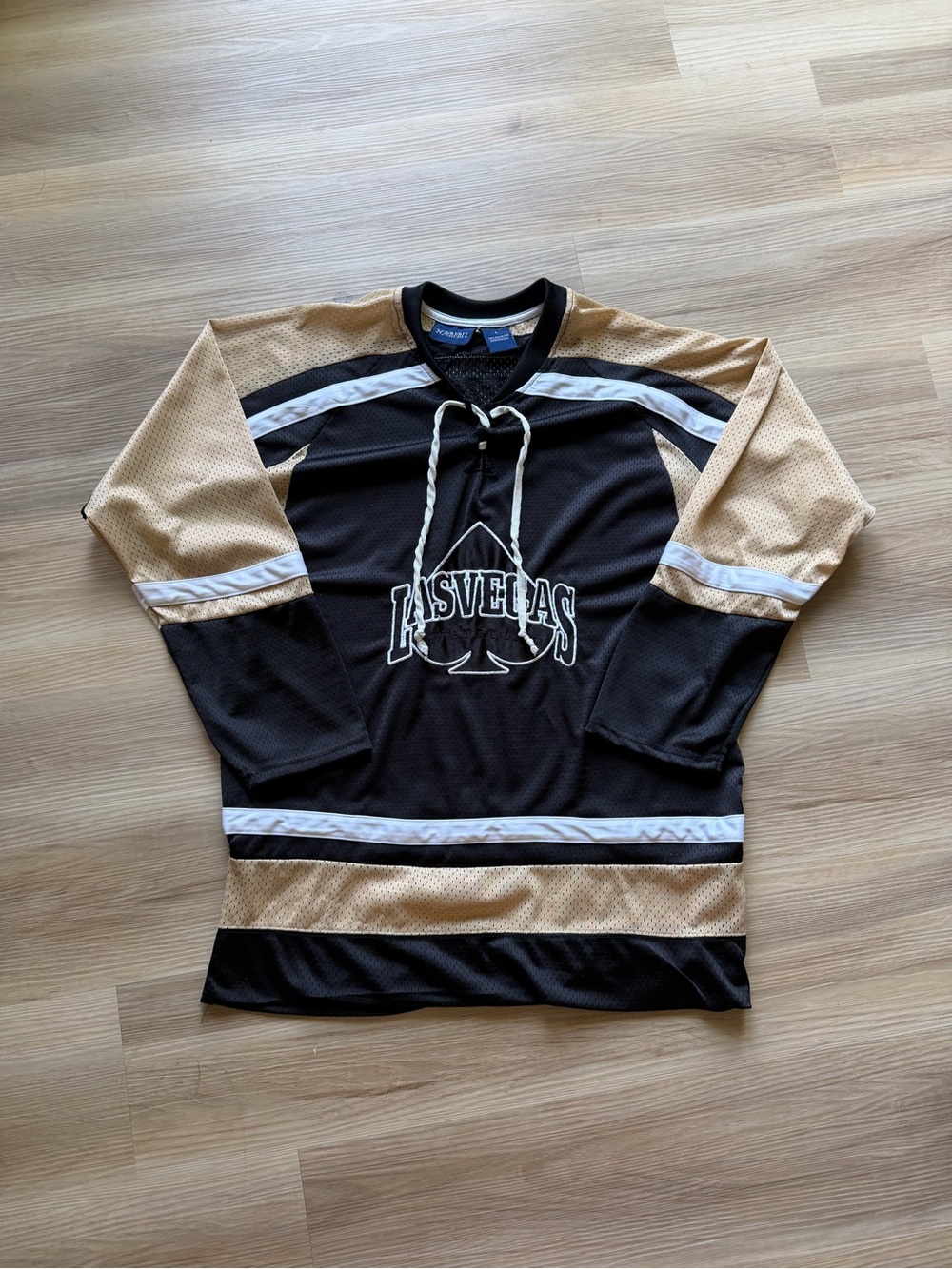 BiBi Black and Gold Las Vegas Lace-Up Hockey Jersey